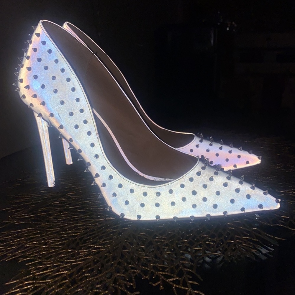 Steve Madden holographic studded heels